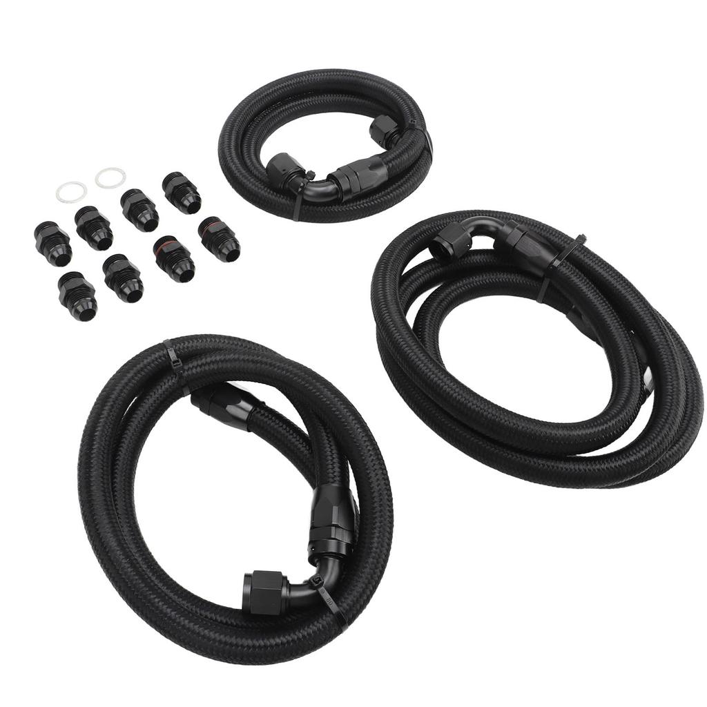 Transmission Cooler Lines Black Anodized Hose Fitting Kit Replacement for Chevy 6.6L for Duramax LLY LBZ LMM 2006‑2010