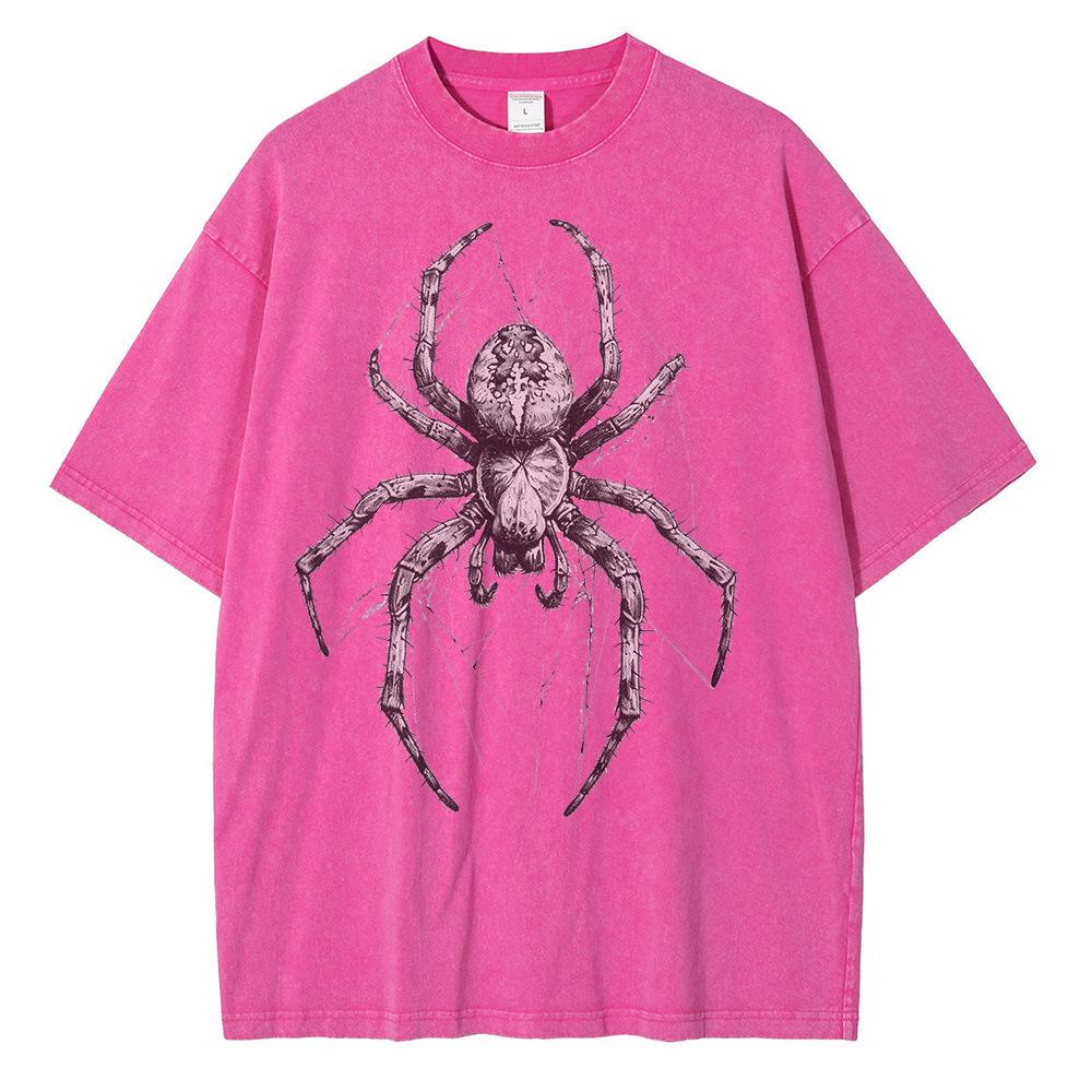 Spider Hand Drawn Graphic T Shirts For Men Casual Distressed S розы красного