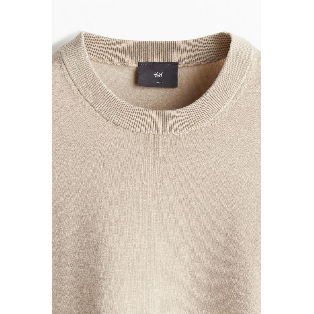H M sliM Fit Fine Knit Sweater Beige