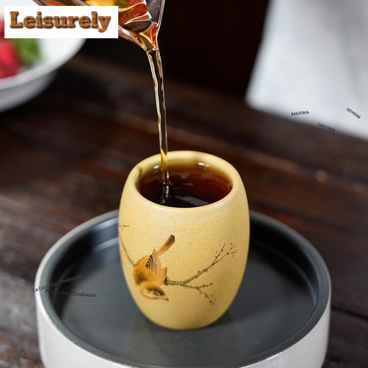 181ml Yixing Purple Clay Bird Teacup Ancient Tea Bowl Tea Cup Set Tea-tasting Smelling Cup Jianzhan Master Cups Cha Decoration