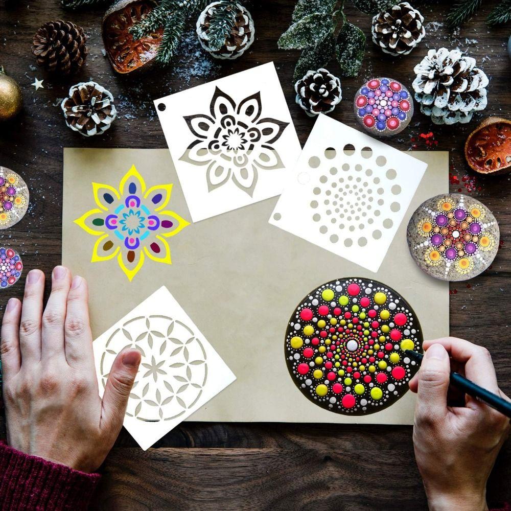 36/56Pcs Creative Mandala Stencils Hollow Dot Painting Stencils Dotting Tools