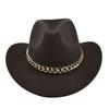 Cowboy Vintage Jazz Hat Gold-plated Chain Woolen Hat Felt Vintage Imitation Sheep Hat Cowboy Hat No