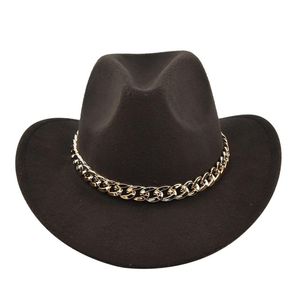 Cowboy Vintage Jazz Hat Gold-plated Chain Woolen Hat Felt Vintage Imitation Sheep Hat Cowboy Hat No