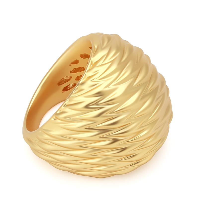 Popular rhombus texture ring copper gold-plated hollow premium element ring bread ring accessories