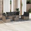 Vidaxl 8-Cz. Garden Furniture Set With Cushions, Grey, Poly Rattan
