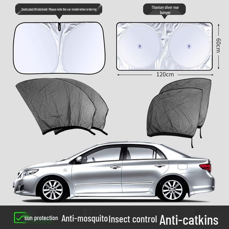 Car Window Sunshade & Privacy Curtain with Heat Insulation and Anti-Mosquito Net