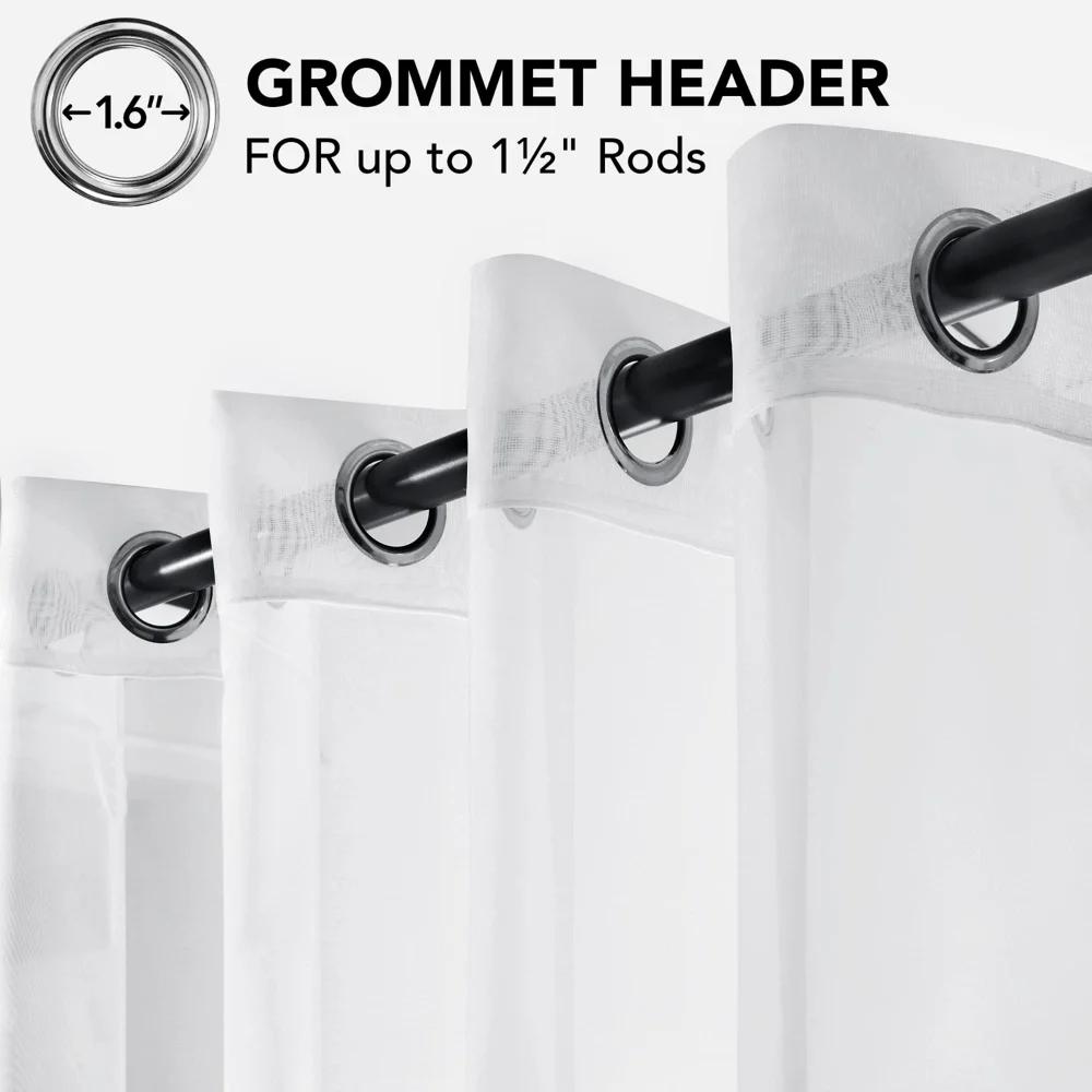 White/Black Semi Sheer Curtains Panels Rod Pocket for Children Living Room Window Tulle Bedroom Yard Curtain Voile Party Drapes