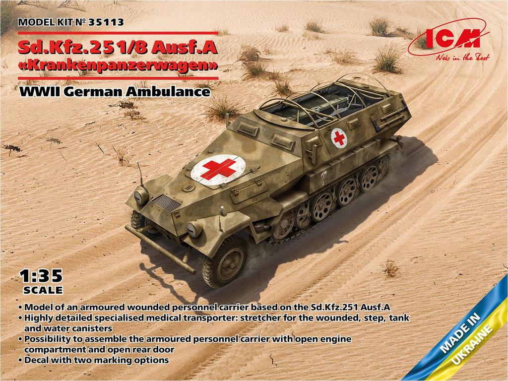 ICM German Armored Ambulance Plastic Model 35113 1/35 Sd.Kfz.251/8 Ausf.A