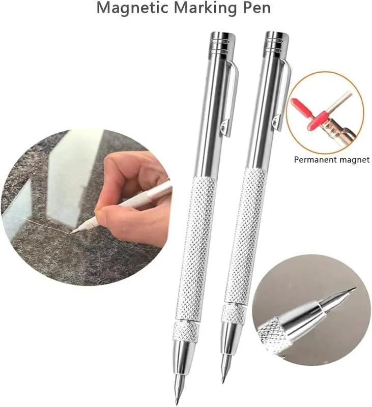 Magnetic Line Marker Pen, Diamond Engraving Pen, Tungsten Steel Scriber, Ceramic Glass Line Marking Pen, Alloy Scriber Pen