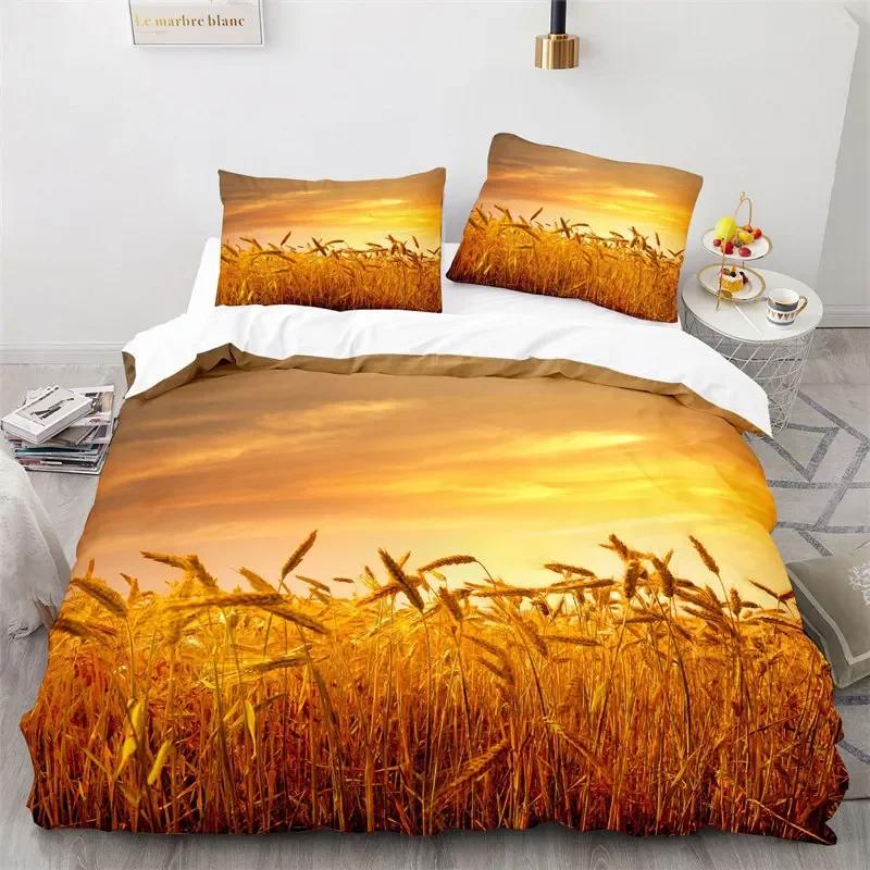 Yellow Wheat Field Duvet Cover Microfiber Bedding Set 3D Print Quilt Cover Twin Full King Queen For Adults Kids Bedroom Decor
