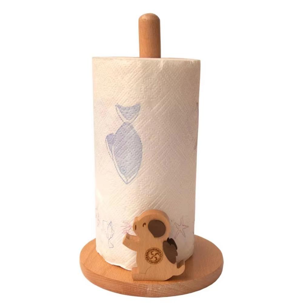 Vertical Cartoon Paper Towel Rack Durable Wooden Paper Roll Stand  Table Top