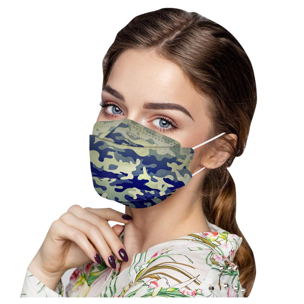 50PCS Unisex Adult Camouflage Print Outdoor Mask Protective Disposable Face Mask