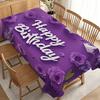 Party Tablecloth/Tablecover Elegant Purple Birthday Tablecloth with Lavender Roses, Silver Crowns, And Balloons, Durable Polyester, No Electricity Nee