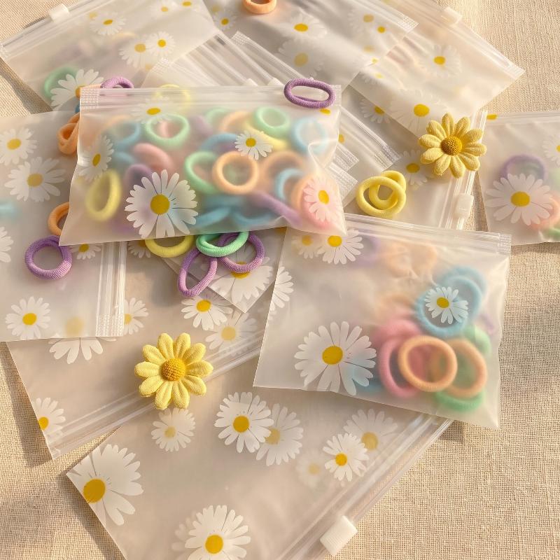 50/100Pcs Print Frosted Zipper Bags Transparent Plastic Storage Pouch Reusable Seal Bag For Jewelry Cosmetic Stationery