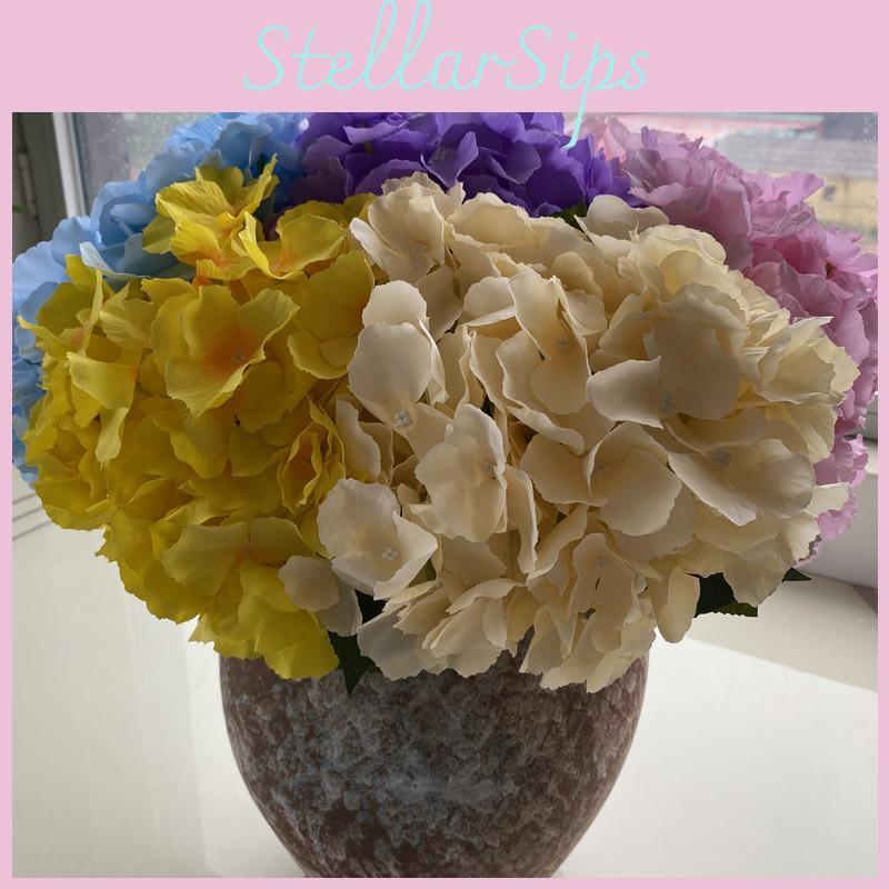 French Style 5 Head Hydrangea Artificial Silk Flower For Wedding Photography Decor