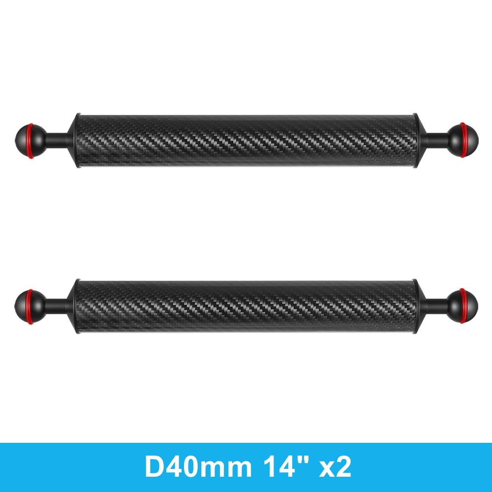 2 x D40mm Carbon Fiber Underwater Float Arm for Diving Tray Housing Video Light/Strobe Buoyancy Floating Ball Mounting (2 PCS)