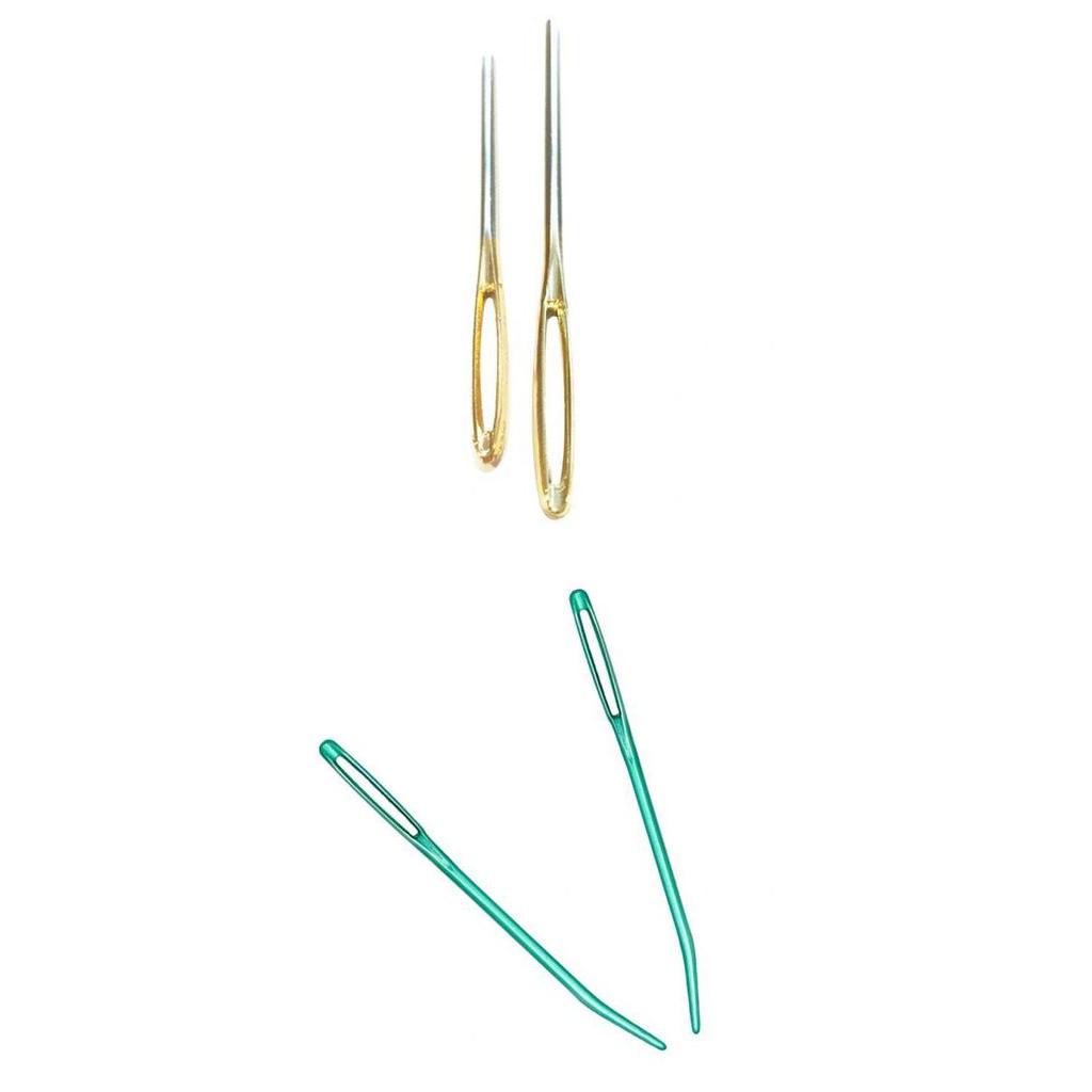 2 Pieces Aluminum Darning , Sewing with Large Eye And Curved Tip, Knitting 2x Big