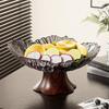 Elegant French Fruit Plate Set with Wood Grain Stand