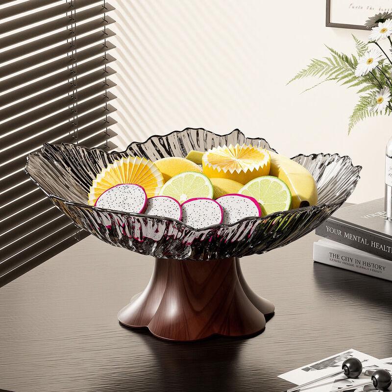 Elegant French Fruit Plate Set with Wood Grain Stand