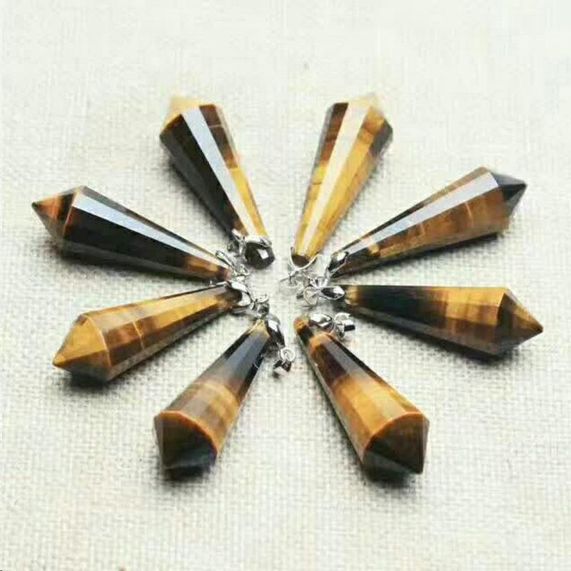 Natural Crystal Pendant with Smoky Quartz, Amethyst, Brown Quartz, Obsidian, Tiger's Eye, and White Crystal