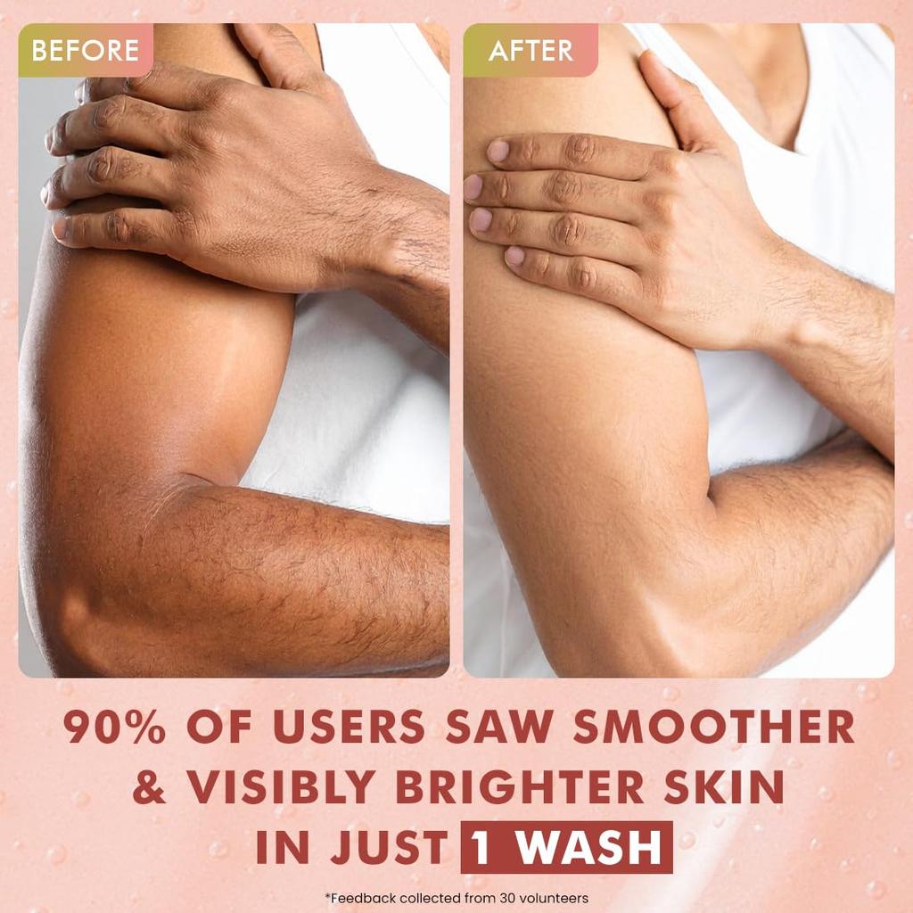 mCaffeine 1% Glycolic Acid Guava Detan Body Wash 300ml | Brightening, Hydrating, Dark Spot Reducing Bodywash for Men & Women