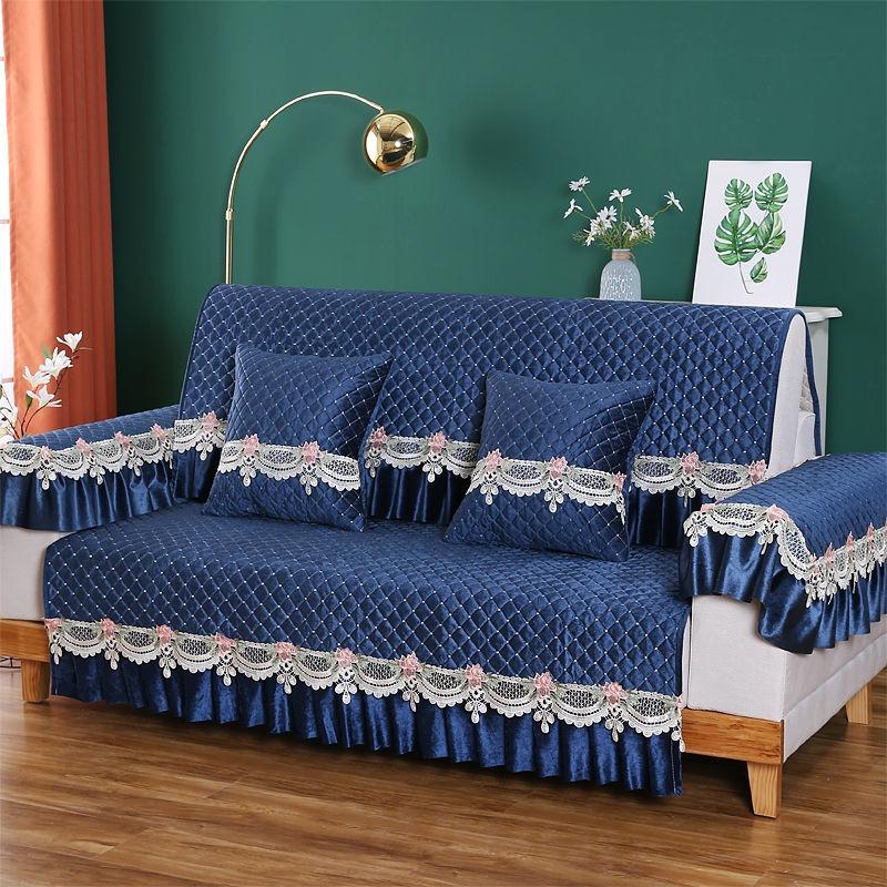 High End Lace Sofa Cushion All Seasons Three Person Anti Slip Seat Cushion Modern Sofas Cover Dust Proof Universal Towel Home Decoration