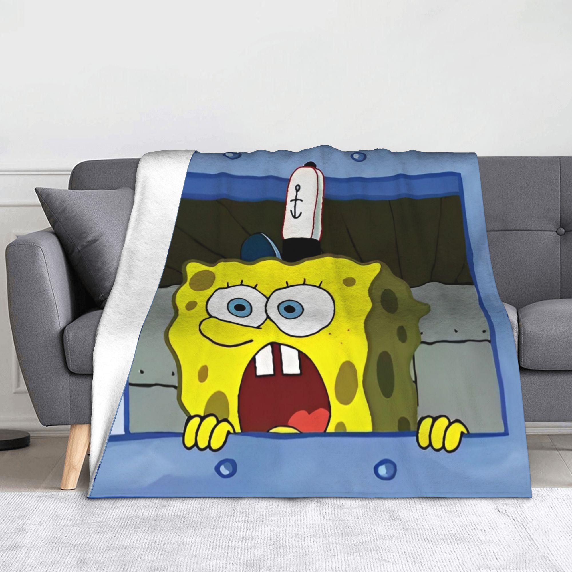 

Funny Smile Face SpongeBobing Cartoon Blankets Fleece Funny Soft Throw Blanket for Home Restaurant Autumn/Winter 30x40in