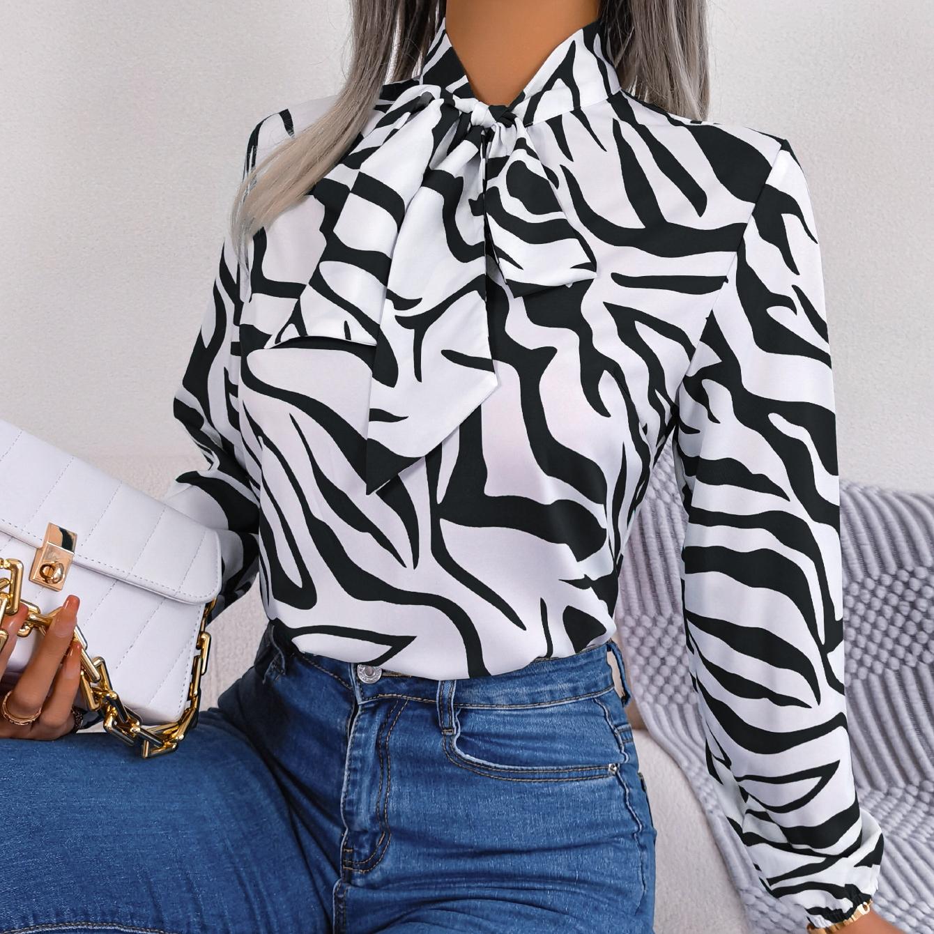 

GMXIA Женская мода Повседневная летняя блузка с длинным рукавом с v-образным вырезом и темпераментная полосатая шифоновая рубашка контрастного цвета с рубашками с рукавами-фонариками XL чёрный