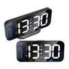 LED Mirror Electronic Clock Adjustable Brightness 6.7 Inch HD Digital Alarm Clock for Bedroom Living Room Office Black