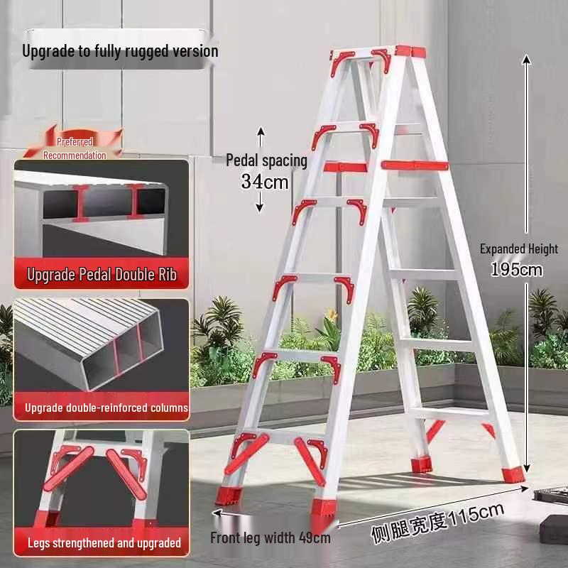 4m Aluminum Alloy A-Frame Ladder: Thickened, Non-Extendable, Foldable Household and Engineering Use