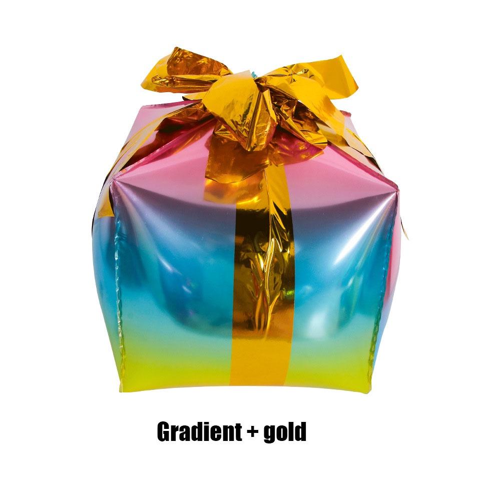 4D Six Sided Gift Box Windmill Cane Shape Aluminum Foil Balloon Birthday Christmas Party Scene Atmosphere Decoration