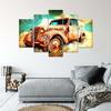 Feeby Five piece picture canvas print, Rusty car