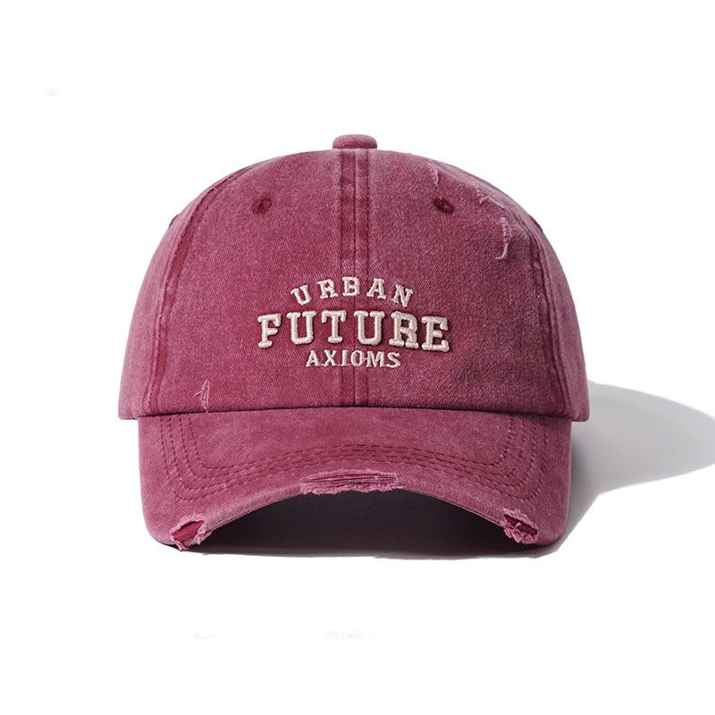 Trendy fashion hole washed old baseball cap spring and summer street versatile men's and women's green sun hat