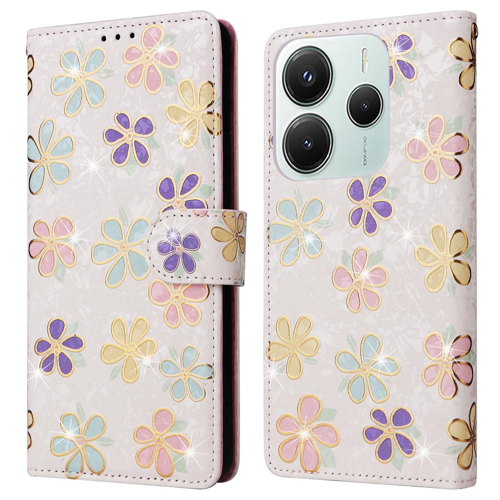 For Xiaomi Redmi Note 14 5G Etui RFID-blokkerende Blomst Skinn Telefondeksel