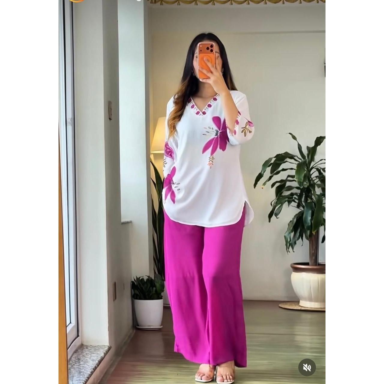 Women Office Party Wear Kurta Cord Set Indian Bollywood Top Kurti Palazzo Set M-38