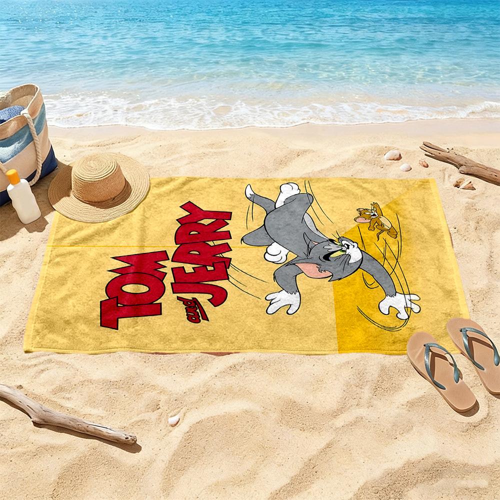 Tom Jerry Cheese Day Beach Towel Super Soft Microfiber Quickdry Fabric Comfortable Lightweight Perfect for Traveling Yoga Camping and Swimming