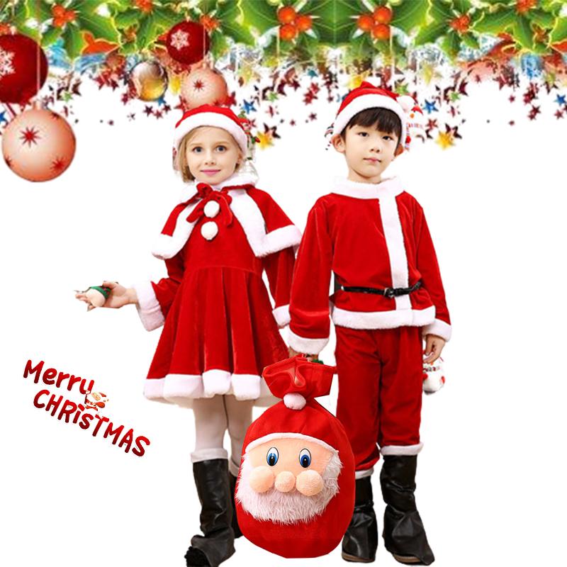 Santa Boys Girls Claus Cosplay Costume Christmas Clothes Kids Outfit Xmas Party