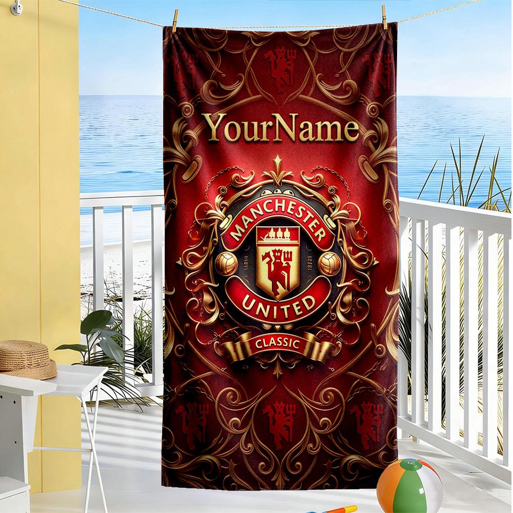 Manchester Customize Text Beach Towel Super Soft & Absorbent Portable for SwimmingBeachCamping Travel Beach AccessoriesGym