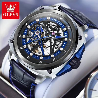 OLEVS Neue Top Herrenuhr Hohl Vollautomatische Mechanische Uhr Quadratische Herren-High-End-Uhren