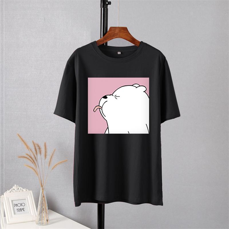 Shellsuning Summer Cute Printed Cotton T Shirt Women Loose Short Sleeve Trend Tees Female Casual Streetwear All-match Basic Tops
