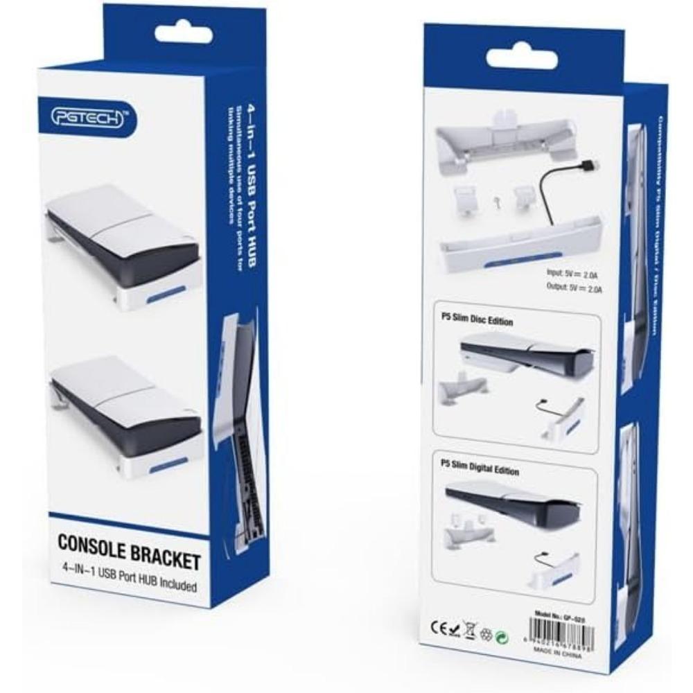 Suport de consolă pentru Sony PS5 Slim, cu 4 porturi USB 2.0, accesorii pentru suport de bază pentru console de jocuri, suport de depozitare pentru suport de birou pentru consola de jocuri