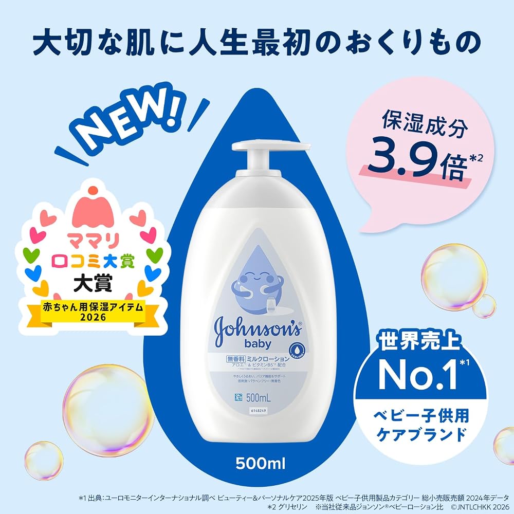 Johnson's Baby Lotion Fragrance-Free 500ml Newborn Moisturizing Low-discomfort Pump