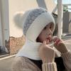 Women Knit Hat Winter Warm Fleece Lined Ear Neck Cover Windproof Scarf Integrated Beanie for Cold Weather Outdoor Activities
