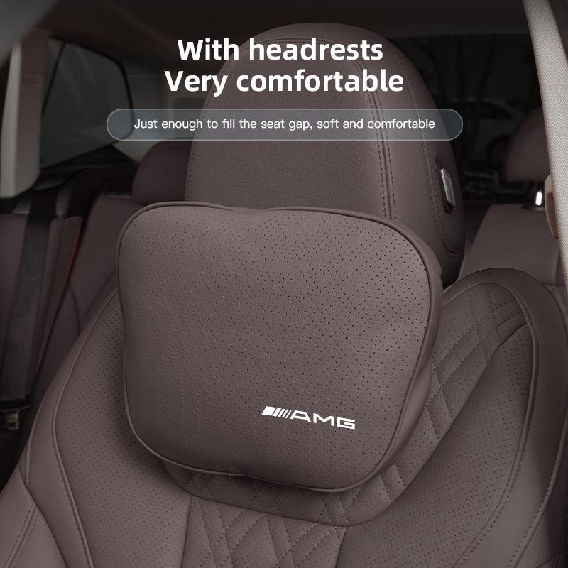 For Mercedes Benz AMG A B C E G CLA W211 W203 W204 C260 E300L A200L Car Seat Safety Headrest Pad Auto Emblem Neck Pillow OS1