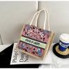Portable Linen Tote Bag High-capacity Shopping Bag Hot Sale Versatile Handbag  Beach