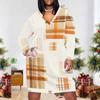 Women Plus Size V Neck Long Sleeve Printed Fitted Straight Midi Dress