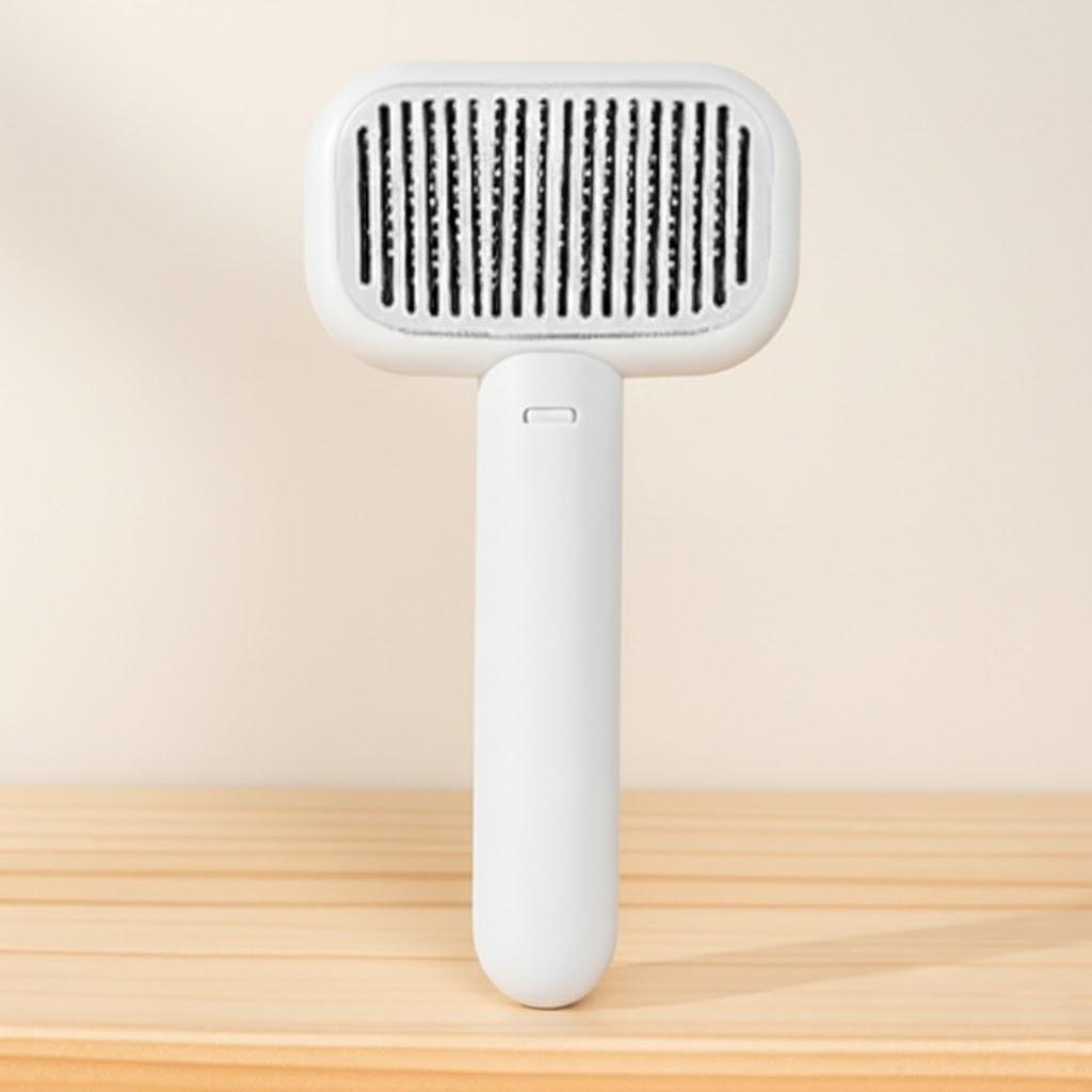 

Pet Cat Dog Stainless Steel Pin Comb Self Cleaning Smoothing Brush Shedding Tool Grooming Accessories белый