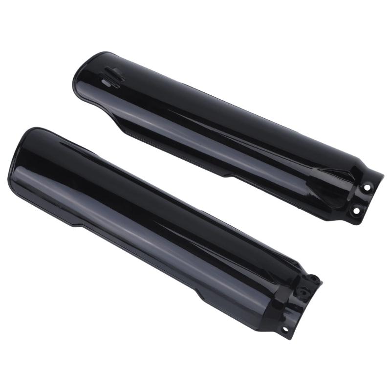Motorcycle Front Fork Guard Set, Black Lower Suspension Cover Pair with Long Shell Coverage and Left Right Replacement Format for Front Fork Area