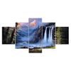 Fantasy Wasserfall Wald Gemälde Leinwand 5 Teile Fünfteiliges Wandbild Modernes Kunstposter Heimdekoration Geschenk Für Ihn Für Sie