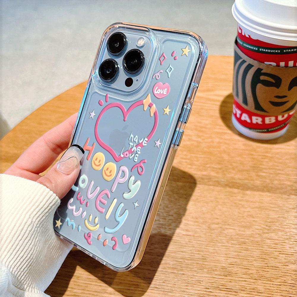 Happy Lovely Letters Transparent soft TPU Phone Case for Xiaomi Redmi Note 15 14 13 12 11 10 9 Pro Plus 4G 5G Soft Cover
